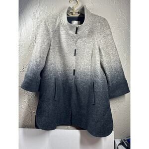 Nordstrom Wool Blend Black Gray‎ Swing Jacket Coat Lined 3/4 Sleeve Womens Sz XS
